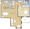1 Bed1 Bath 920sf Floor Plan 1 Bed1 Bath 920sf Floor Plan at Clayborne Apartments, Alexandria